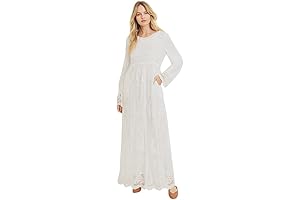 White LDS Temple Dress with Lace and Pockets