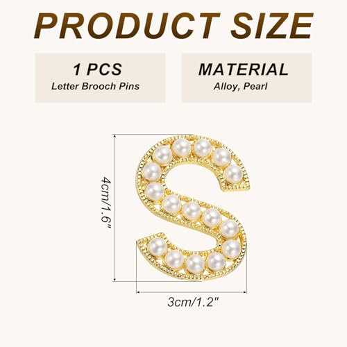 Image of PATIKIL Letter Brooch Pins, Pearl Initial Alphabet Letter Lapel Badges Pin for Women Men Girl Wife Suits