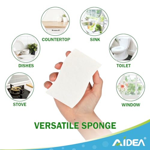 Image of AIDEA Non-Scratch Scrub Sponge-6Count, Sponges Kitchen, Natural Sponge for Non-Stick Cookware, Cellulose Sponges for Dishes, Cleaning Power for Kitchen, Bathroom, Household