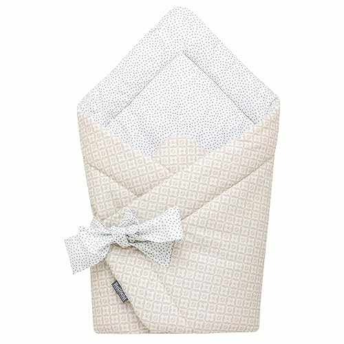 Bellochi 2in1 Saco de Dormir para Bebé - Arrullo para Bebes 75 x 75 cm - Saco para Envolver 100% Algodón - Saco Capazo - (Beige Dots)