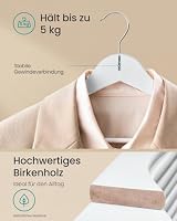 SONGMICS Kleiderbügel Holz, 20er Set, Hosenbügel, schlank, Birkenholz – Ansicht 3