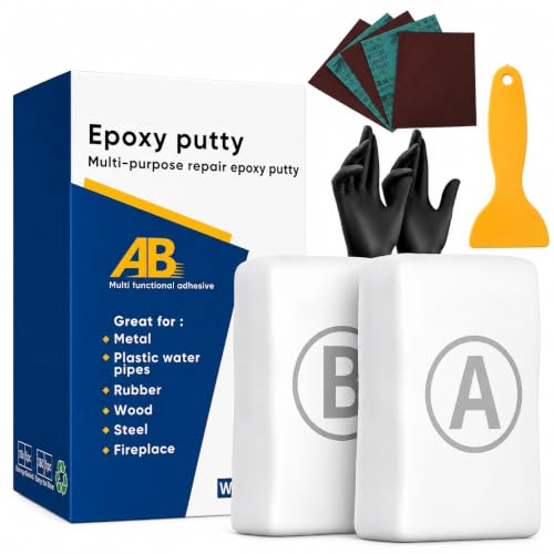 14oz/400g 2 Part Steel Reinforced Epoxy Putty Epoxy Clay Steel Epoxy Puttys Metal-Filled Epoxy Putty Filler Putty for Wood Metal Plastic Ceramic Tile GlassWhite