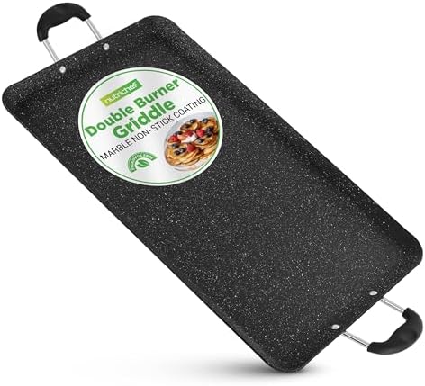 Nutrichef Double Burner Griddle, Non-Stick Stove Top Griddle for ...