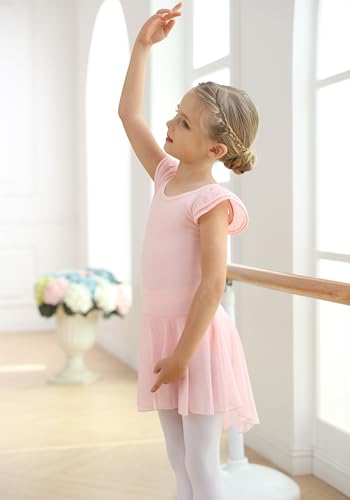 MdnMd Ballet Leotards for Girls Toddler Dance Ballerina Leotard Outfit with Skirt Dresses Tutu (Ballet Pink/Age 2-4T) - Thumbnail 5