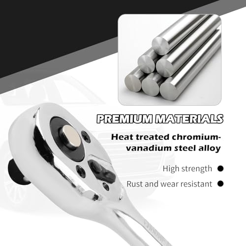 Image of Salior 8 Inch Dual Direction 3 /8 Ratchet,Multi-Purpose Socket Wrench Ratchet Wrench for Filter,Spark Plug,Lug Nut Socket,Universal Quick-Release Ratcheting Wrenches Car Accessories