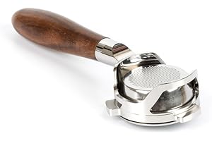 Bottomless Portafilter 54mm with Hollow-Carved for Breville Barista Series/Bambino Plus/Infuser - Walnut Handle