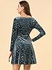 Allegra K Women's Velvet Square Neck Long Sleeve Vintage Mini Star Dress Gray M-12 #4