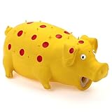 Chiwava Pet 8.5 inch Grunting Squeaky Latex Dog Toy Polka Dot Goblet Pig Interactive Play for Large Dogs Yellow