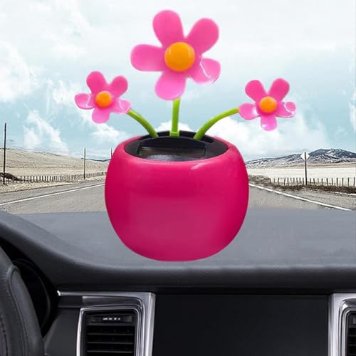 Rose Red Solar Powered Dancing Figures | Car Dashboard Decorations Swing Flowers | Bobblehead Flower for Car Solar Powered Toys Car Decoration Ornament Solar Power Kits - Thumbnail 7