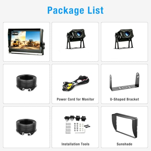 Image of 10.1 inch 1080P AHD Wired Reverse Rear View Backup Camera System,IP69K Waterproof Night Vision, Vibration-Proof 10G for Tractor /Truck /Excavator /Caravan /Skid Steer /Heavy Equipment D102