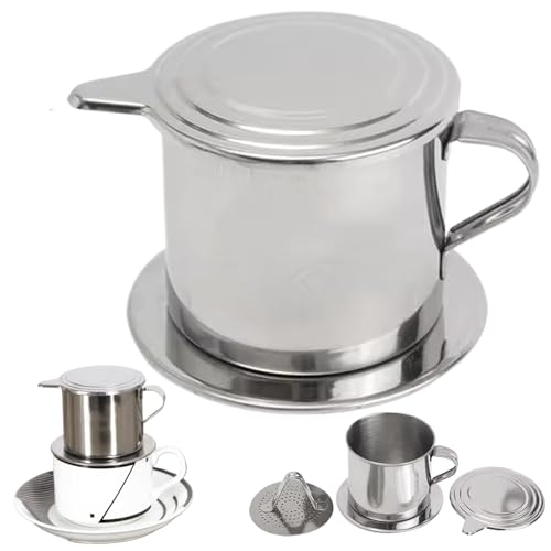 Coador de café vietnamita em aço inoxidável filtro de café vietnamita 8 x 6,3 cm acessórios de café reutilizáveis laváveis profissionais, gotejador