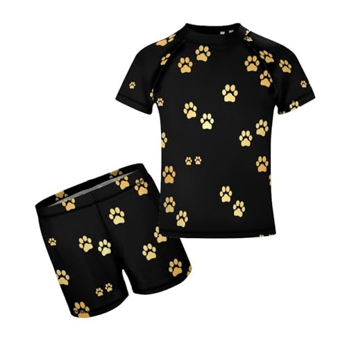 Dog Gold Paw PrintsChildren's Swimsuits Boys Two Piece Suit7-9Y（120cm）
