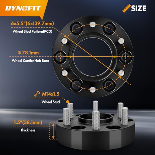 Image of dynofit 1.5 inch Wheel Spacers 6x5.5 for 99-26 Chevy Silverado /GMC Sierra 1500