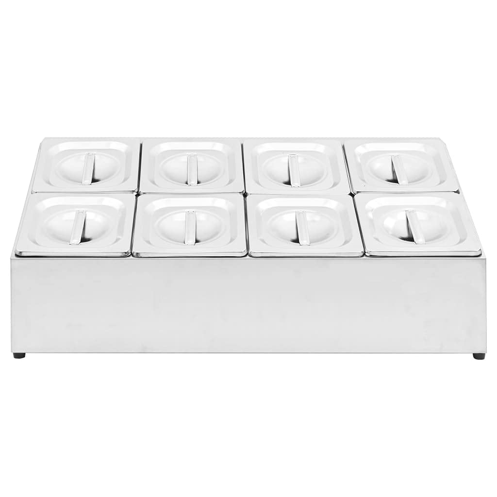 Home & Garden Item-Gastronorm - Contenedor con 8 sartenes GN 1/6 de acero inoxidable