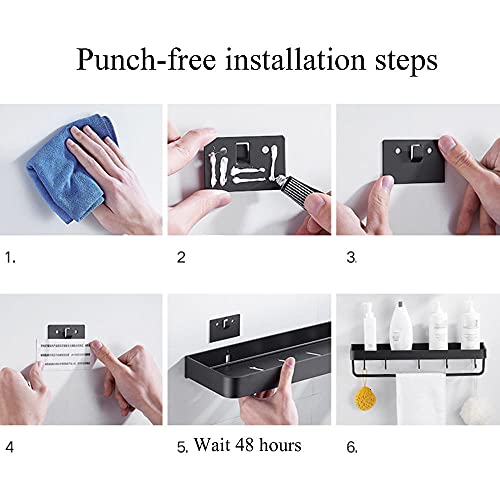 Estante de ducha de montaje en pared de aluminio de espacio negro premium 7