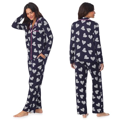 Image of Cuddl Duds Long Sleeve Button Up Matching Pajamas 2 Piece PJs Set for Women