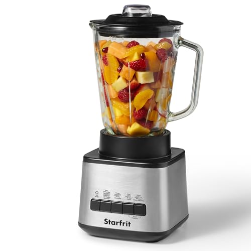 Starfrit 1.5L Blender - 450W with Stainless Steel Blades - 2 Speeds & Pulse Mode - Graduated Glass Pitcher - Non-Slip Feet