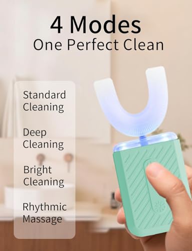 Image of U-Shaped Electric Toothbrush for Adults, Electric Toothbrush with IPX7 Waterproof, ultrasonic Toothbrush with 4 Clean Modes & 3 Light Modes