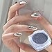 Holographic Mirror Nail Powders Chrome Silver Effect Pure Metallic Dust Sequins UV Gel Nail Chrome Pigment for Nail Art Decoration,Silver Chrome Nail Powder