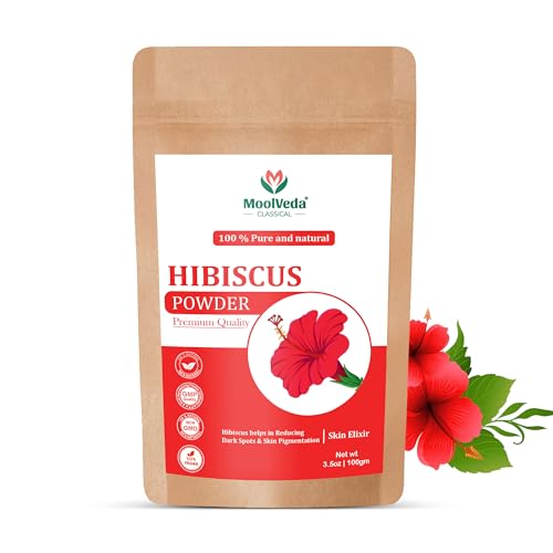 Image of Pure & Organic Hibiscus Flower Powder for Face Packs and Hair Growth & Care, 100gm