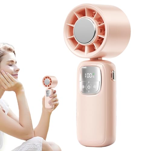 Generisch Ventilador de mano | Accesorio de refrigeración personal plegable - Ventilador portátil silencioso con pantalla LED recargable USB para camping, tienda de campaña, jardín, gimnasio, escuela