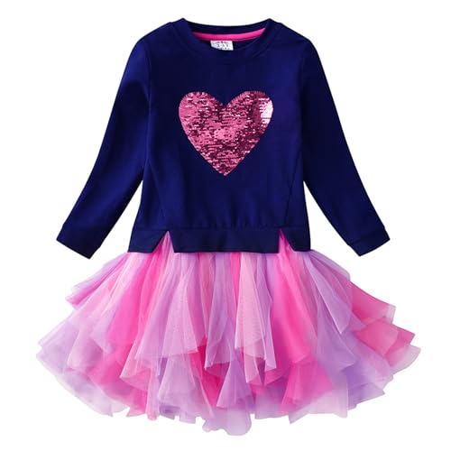 VIKITA Vestido para Niñas Manga Larga Algodón Princesa Casuales Bebe Niñas Lh4560 5-6Y