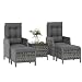 UDPATIO Rattan Gartenmöbel Set 5-teilig mit Verstellbaren Sessel, Fußhocker und Couchtisch, Lounge Möbel Outdoor Set, Balkonmöbel Kleiner Balkon, Wetterfest Terrassenmöbel, Dunkelgrau
