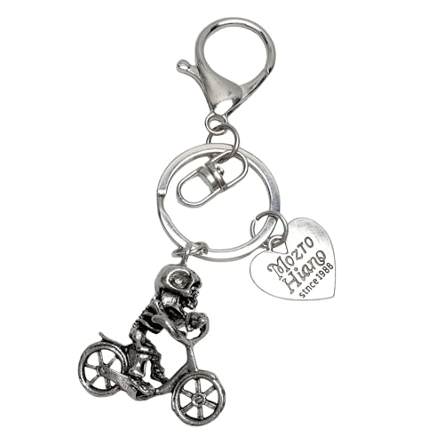 TMZELOA Porte-clés moto tête de mort homme – Style biker punk avec pendentif crâne métal – Cadeau original pour motards, fans de rock et gothique