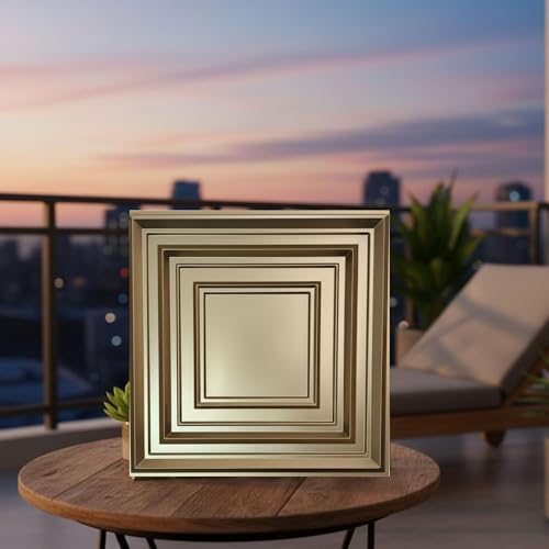 Image of Kayra Decor 3D PVC Wall Panels for Bedroom & Living Room | Frame Design | Golden Color | 19.7 x 19.7 Inch | Pack of 40 | 107.60 Sq Ft