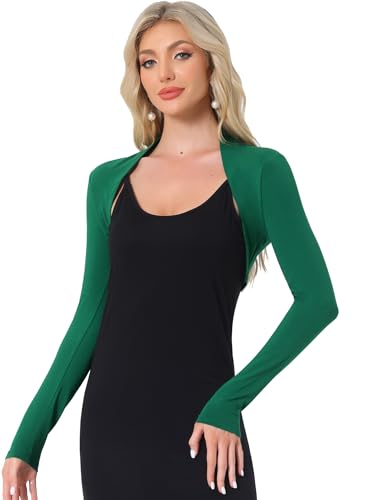 Bolero corto de algodón manga larga mujer chaqueta torera verde S