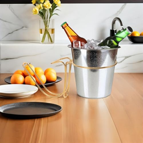 Support seau à glace en acier inoxydable doré de grosse taille pour table - 6