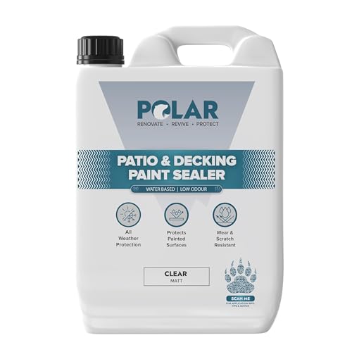 Polar Patio & Decking Paint Sealer, 5 Litres - Fast Drying - Enhanced Surface Protection for Patio & Outdoor Spaces - Fast Drying & Easy Application - Weather & Wear Resistant