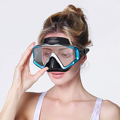 Exp Vision Adult Pano 3 Panoramic View Diving Mask, Tempered Glass Lens Scuba Snorkeling Dive Mask, Premium Swim Goggles With Nose Cover For Snorkeling, Freediving, Swimming (Blue) #TOP5