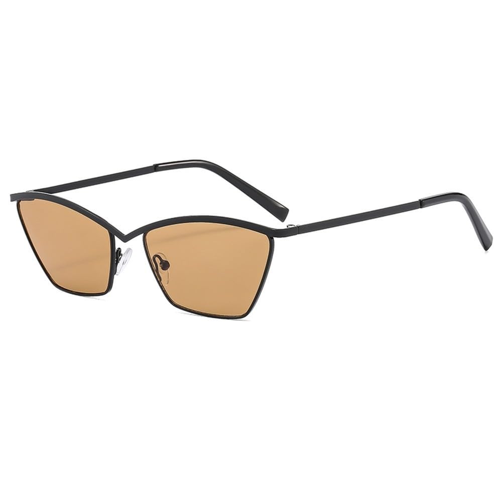Occhiali da sole alla moda per uomo e donna con lenti arancioni, stile vintage cat eye, protezione UV400.