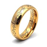 [silver KYASYA]タングステン 火文字リング 幅6mm 指輪 メンズ リング ゴールド 金 メタリック 金属アレルギー対応 男性(22号)