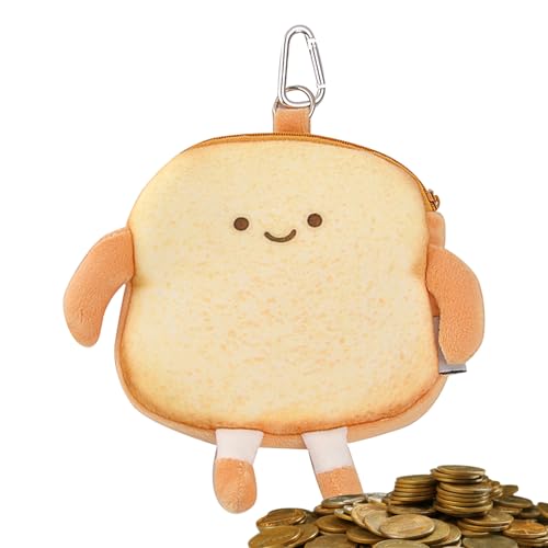 Monedero Toast, soporte para cambio de cremallera, cartera con colgante de tostadas de felpa, bonito bolsillo pequeño para dinero, bolsa pequeña de viaje ligera para mujeres, niñas, niños, mochila