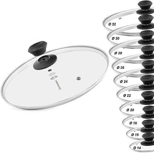 KADAX Universal Glas Topfdeckel - Hitzebeständig, Schwarz Matt, 26cm Für Topf & Pfanne