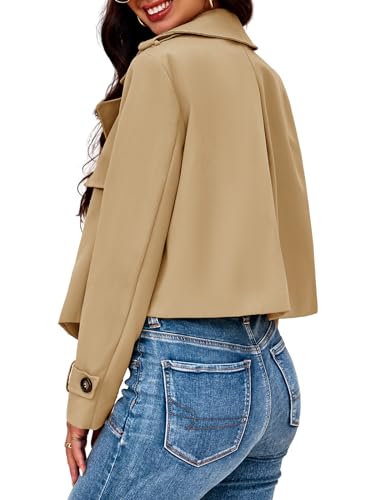 Cicy Bell Womens Cropped Trench Coat Casual Long Sleeve Notched Lapel Blazer Jacket4