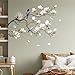 SHUCHING White Magnolia Tree Wall Decals Peel and Stick, Trees Flowers Wall Decor Stickers, White Branches Corner Wall Art(Left)