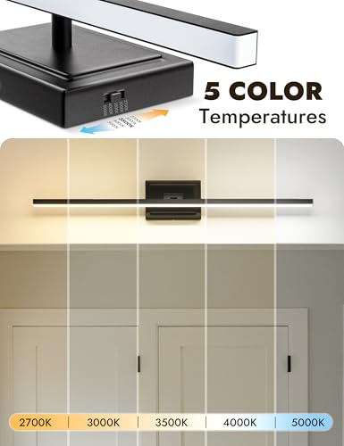 Image of NIORSUN 31.5 Inch Modern Bathroom Light Fixture, 18W 5CCT Dimmable LED Black Bathroom Vanity Lights Over Mirror, Vanity Lights for Bathrooms Restroom Mirror- ETL Certified