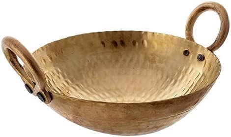 Desi Haat Indian Traditional Brass Regular Karahi Kadai Cooking Woks Kitchen Cooking Utensil Capacity 5 Liters #TOP14