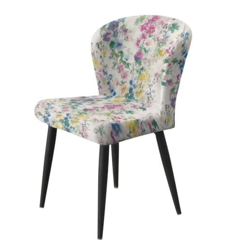 Image of Colorful Flowers Bar Stool Cover Stretch Counter Stools Pub Chair Slipcover for Dining Room Removable Anti-Scratches Spills Chair Covers for Dining Room Chairs Set of 4