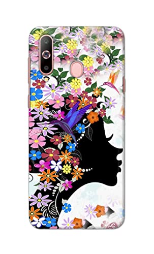 Image of Printed Hard Back Cover Case for Samsung Galaxy A60 | Samsung Galay M40 Back Cover (Floral Hairstyle Girl) -1803