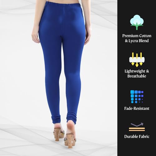 Image of TRASA Ultra Soft Cotton 4 Way Stretchable Churidar Solid Regular and Plus 20 Colours Leggings for Womens and Girls -Sizes :-M, L, XL, 2XL, 3XL, 4XL, 5XL, 6XL