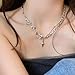TUCEWP Y2k Necklace for Women Star Moonstone Rhinestones Necklaces Grunge Goth Punk Pendant Necklaces Cool Double Layered Chain Necklace Aesthetic Irregular Silver Choker Fashion Birthday Jewelry Gift