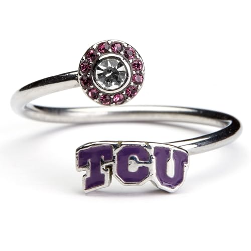 Stone Armory TCU Gifts and TCU Jewelry for Women - Purple TCU Ring with Crystals - Hypoallergenic and Adjustable Sizes 5-12 - TCU Gear for Women