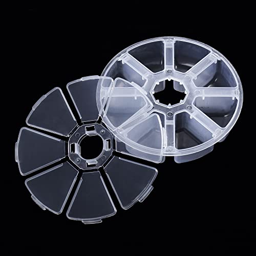 Image of 4 Pcs 8 Grids Plastic Storage Organizers Round Clear Bead Organizer Nail Art DIY Crafts Storage Container