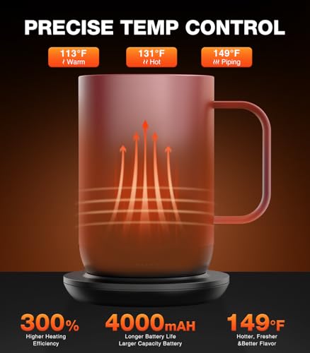 Image of Kepwam Self-Heating Coffee Mug T1, 16oz Rechargeable Heated Coffee Mug, Smart Coffee Warmer Mug with App-Controlled,Advanced Temperature-Controlled Heating Coffee Gifts for Women Men Coffee Lover