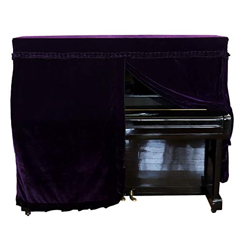 ESYUEL Full Piano Cover Cloth Art More Pleuche Decorated with Macrame for Universal Upright Vertical Piano Upright piano universal 118-131 be universally(not include chair cover)(153cm/60.2in Purple)