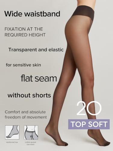 Image of Conte Tights for Sensitive Skin Sheer to Waist Hipster Low-Rise Pantyhose with Adjustable Belt, Top Soft 20 Den